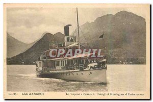 CARTE Postale Old Lake Annecy The Steam and France Duingt Mountains Entrevern...