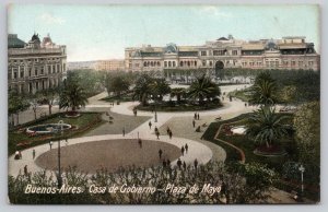 Postcard Buenos Aires Argentina Casa de Gobierno Plaza DB 1910s View