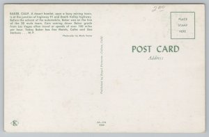 Baker California~Mining Town~Desert Hamlet~Vintage Postcard 