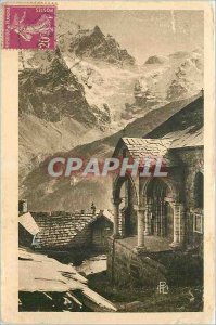 Old Postcard The Lautaret Alpine Road Meije (3987 m) View of the Chapel of th...