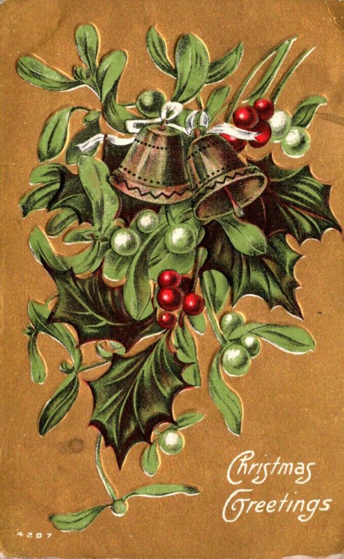 Christmas With Bells and Holly 1911