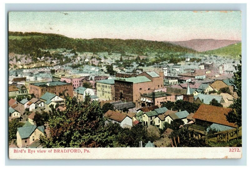 Vintage Post Card Bird's Eye View Of Bradford, PA Buildings P18