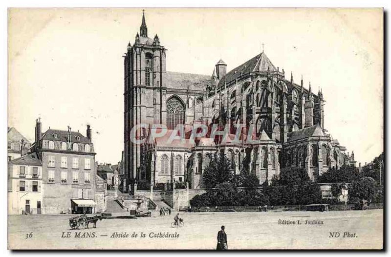 Old Postcard Le Mans Apse De La Cathedrale