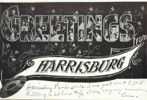 c1905 Postcard Large Letter Greetings from Harrisburg PA Posted