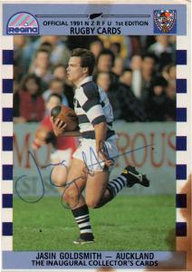 Jasin Goldsmith Auckland Team Rugby 1991 Stained Hand Signed Card Photo