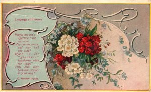 Vintage Postcard 1910 Language of Flowers Forget Me Not Affection Poem Artwork