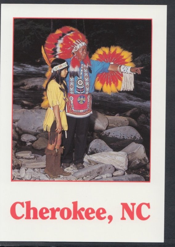 America Postcard - Cherokee Indian Chief & Young Indian Girl Cherokee Indian ...