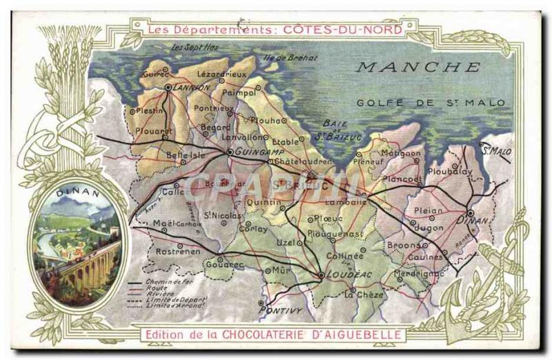 Old Postcard geographical maps of Chocolaterie & # 39Aiguebelle Cotes North D...