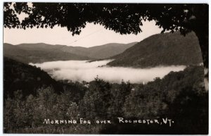 RPPC Real Photo Postcard - Morning Fog Over Rochester, Vermont