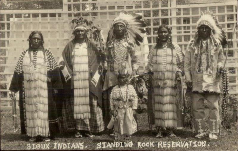 Standing Rock Resv SD Sioux Indians Full Costume Real Photo Postcard dcn