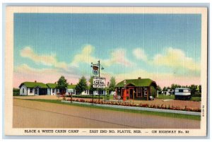 North Platte Nebraska NE Postcard Black & White Cabin Camp Roadside c1950's