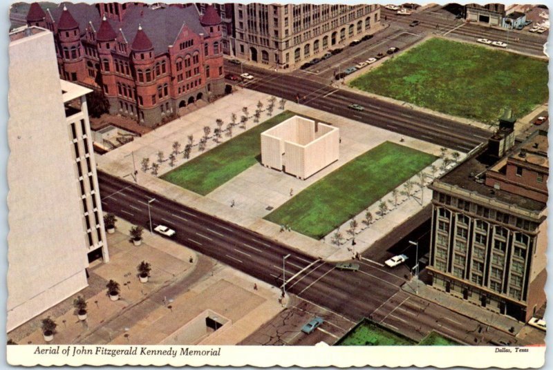 Postcard - Aerial of John Fitzgerald Kennedy Memorial - Dallas, Texas