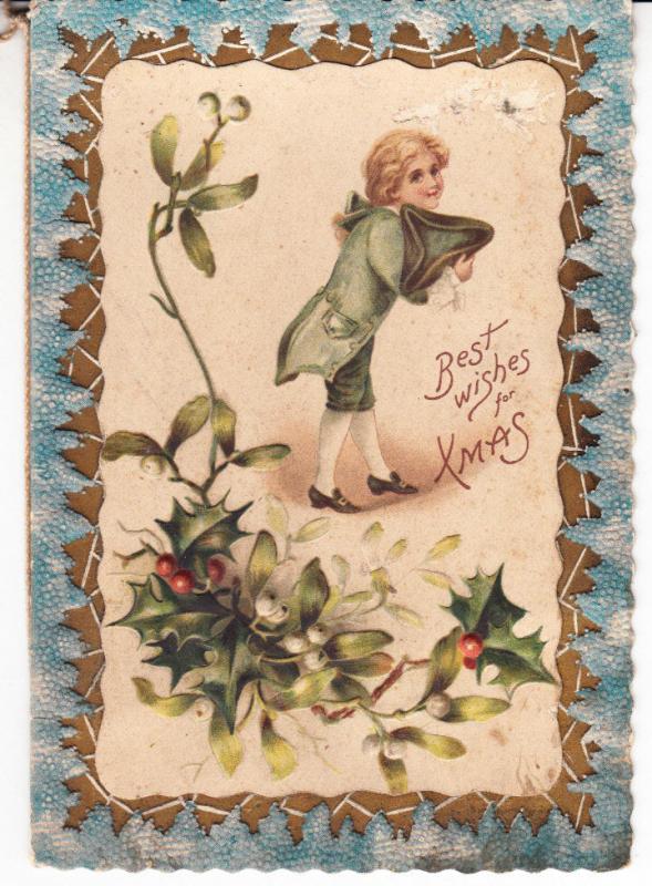  Pair of  Xmas Cards  1880's  Embossed 