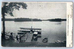 1906 Hampton Massachusetts Vintage Postcard Steamboat Landing Ponds Docks Boats
