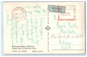 Piešťany-Kúpeľný Ostrov Slovakia RPPC Photo Postcard Spa Irma 1957 Vintage