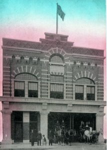 1910 Waterloo Iowa Fire Station No. 2 Photo Postcard Downtown Architecture Buggy