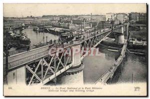 Postcard Old Brest National Harbor Bridge and the Military