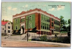 Commodore Hull School, Shelton CT c1915 Vintage Postcard L15