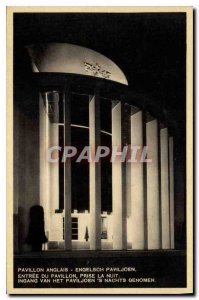 Postcard Old Entrance Pavilion Jack British flag Brussels Night 1935