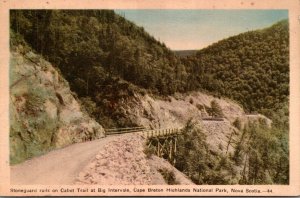 Canada Cape Breton Highlands National Park Stoneguard Rails On Cabot Trail At...