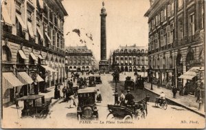 Vtg 1910s La Place Vendome Colonne Vendôme Street View Paris France Postcard