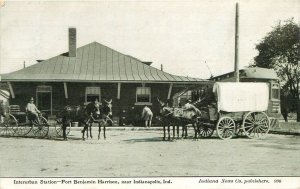 Postcard Indiana Indianapolis Interurban Station Fort Benjamin Harrison 23-9369