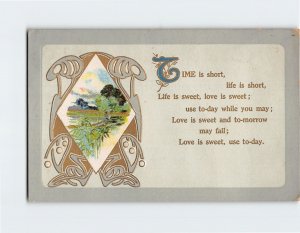 Postcard Love/Romance Greeting Card with Poem and Embossed Art Print