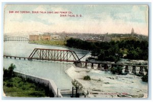 1911 Dam & Forebay Sioux Falls And Power Co. Sioux Falls South Dakota Postcard