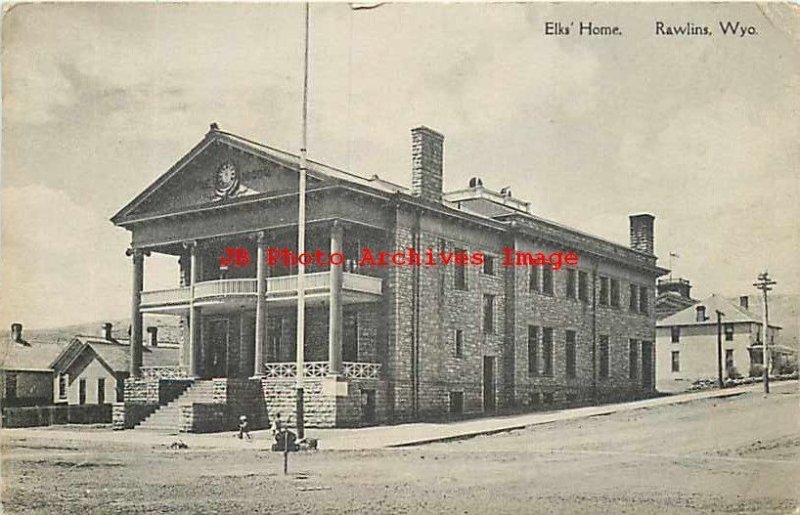 WY, Rawlins, Wyoming, Elks' Home, Exterior View, Albertype