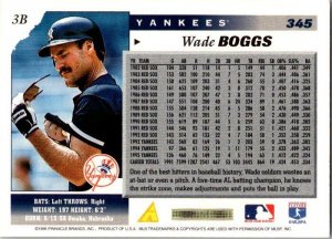 1996 Score Baseball Card Wade Boggs New York Yankees sk20741