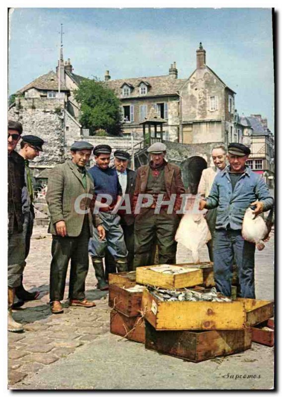 Modern Postcard Honfleur fishing Back