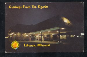 LEBANON MISSOURI ROUTE 66 WYOTA RESTAURANT MOTEL ADVERTISING POSTCARD NIGHT