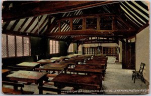 Interior Of Grammar School Stratford-On-Avon England Real Photo RPPC Postcard