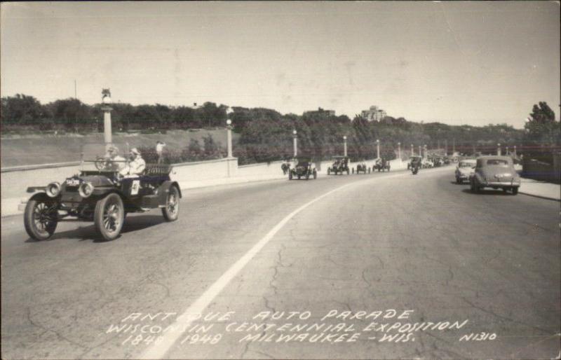 Milwaukee WI Antique Auto Car Parade 1948 Real Photo Postcard