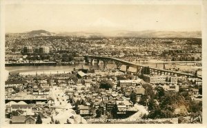 RPPC Postcard; Mt. Hood from Portland OR City View w/ Bridge, Eddy Photo 172