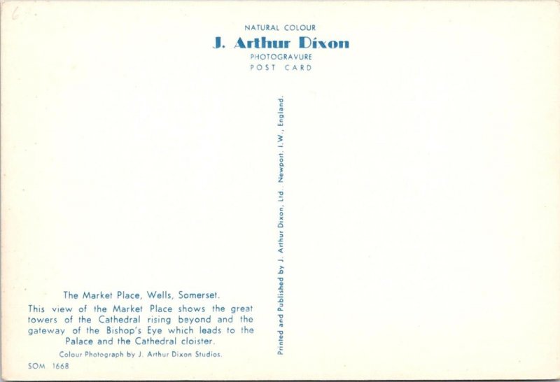 Wells, Somerset England  MARKET PLACE Street Scene~Red Lion Hotel  4X6 Postcard