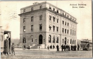 Streetcards Outside Federal Building, Boise ID c1908 Vintage Postcard B75