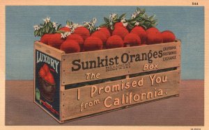 Vintage Postcard The Box Of Sunkist Oranges California CA Fruitgrowers Exchange