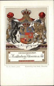 Mecklenburg Germany Heraldic Shield Crest Paul Kohl No 12 c1900 Postcard