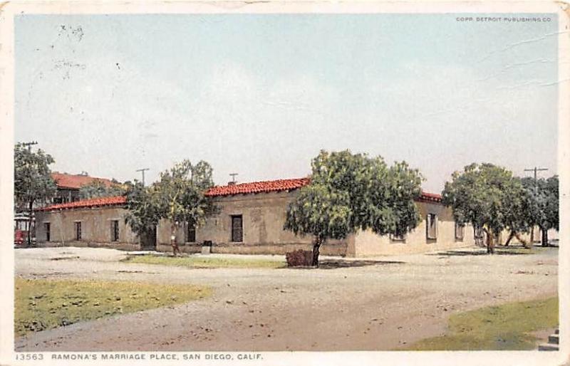 SAN DIEGO CA RAMONA'S MARRIAGE PLACE POSTCARD c1913