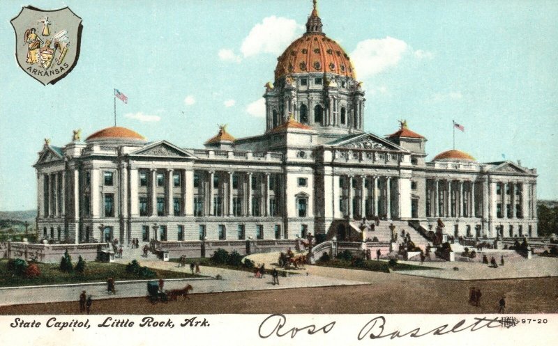 Vintage Postcard 1910's State Capitol Government Office Little Rock Arkansas AR