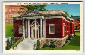 Mayne Williams Public Library Johnson City Tennessee Postcard Linen Unposted