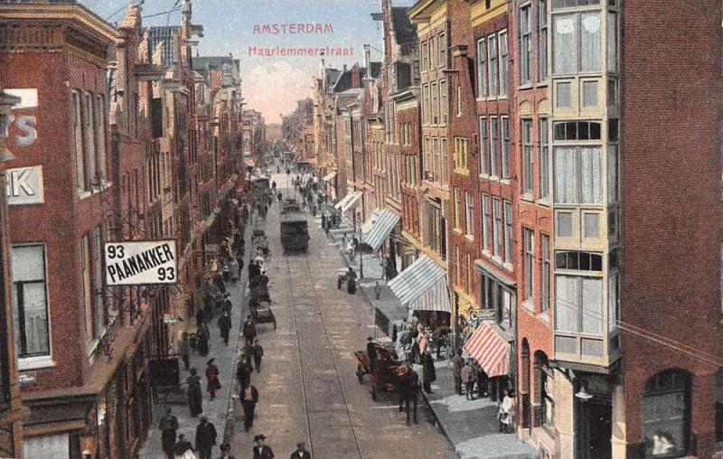 Amsterdam Netherlands Haarlemmerstratt Street Scene Antique Postcard K12994