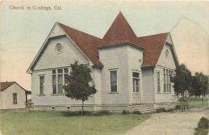 C-1910 Coalinga California Fresno Church Religion Ayres Postcard 25-106