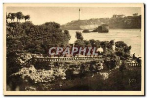 Old Postcard Biarritz The Rocher Du Basta A Low tide