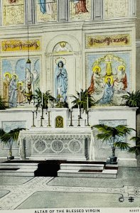 Vintage Postcard Franciscan Monastery Altar Of Blessed Virgin Washington DC