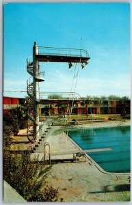 Vtg Houston Texas TX Shamrock Hilton Hotel Diving Board Swimming Pool Postcard