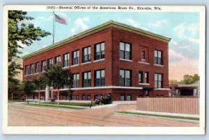 c1920 General Offices Of American Brass Co. Building Kenosha Wisconsin Postcard