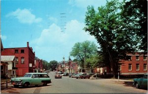 Vtg Farmington Maine ME Main Street View Old Cars Texaco 1960s Chrome Postcard