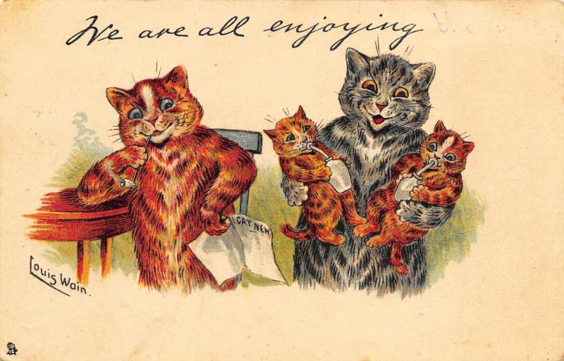 Louis Wain Cats We are all enjoying  Raphael Tuck #956 Postcard